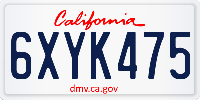 CA license plate 6XYK475