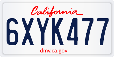 CA license plate 6XYK477
