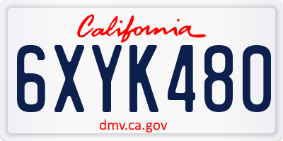 CA license plate 6XYK480