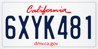 CA license plate 6XYK481
