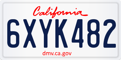 CA license plate 6XYK482