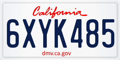 CA license plate 6XYK485