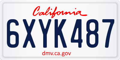 CA license plate 6XYK487