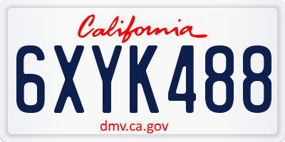 CA license plate 6XYK488