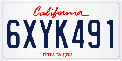 CA license plate 6XYK491