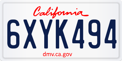 CA license plate 6XYK494