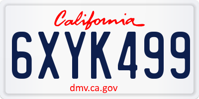 CA license plate 6XYK499