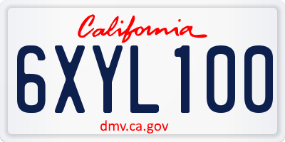 CA license plate 6XYL100