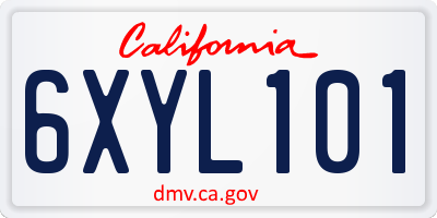 CA license plate 6XYL101