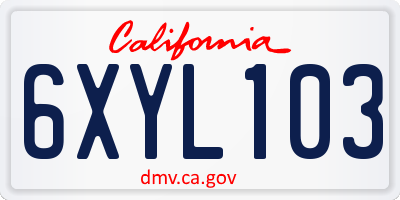 CA license plate 6XYL103