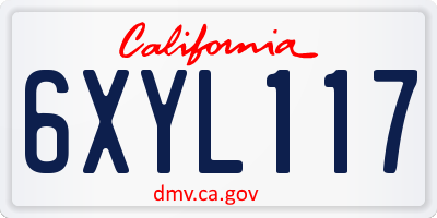 CA license plate 6XYL117