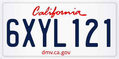 CA license plate 6XYL121