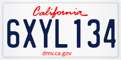 CA license plate 6XYL134