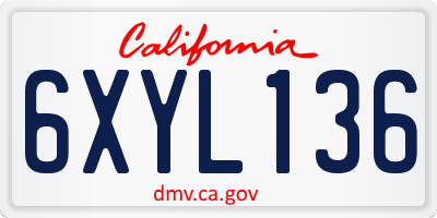 CA license plate 6XYL136