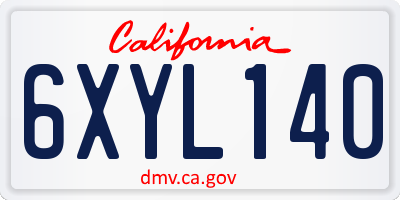 CA license plate 6XYL140