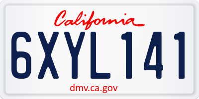 CA license plate 6XYL141