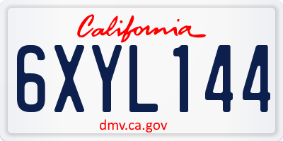 CA license plate 6XYL144