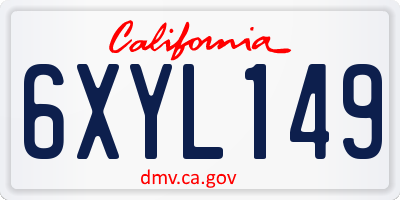 CA license plate 6XYL149