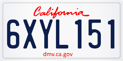 CA license plate 6XYL151