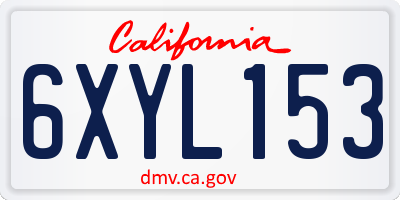 CA license plate 6XYL153