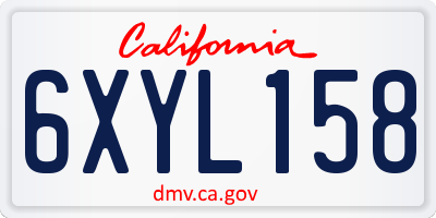 CA license plate 6XYL158