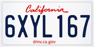 CA license plate 6XYL167