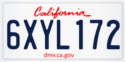 CA license plate 6XYL172