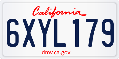 CA license plate 6XYL179