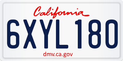 CA license plate 6XYL180