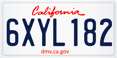 CA license plate 6XYL182