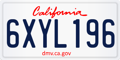 CA license plate 6XYL196
