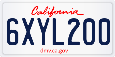 CA license plate 6XYL200