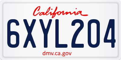 CA license plate 6XYL204