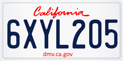 CA license plate 6XYL205