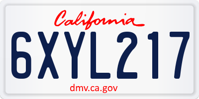 CA license plate 6XYL217