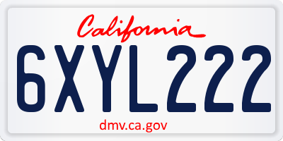 CA license plate 6XYL222