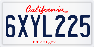 CA license plate 6XYL225
