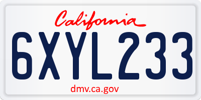 CA license plate 6XYL233
