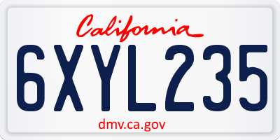 CA license plate 6XYL235