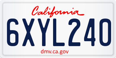 CA license plate 6XYL240