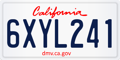 CA license plate 6XYL241
