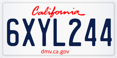 CA license plate 6XYL244
