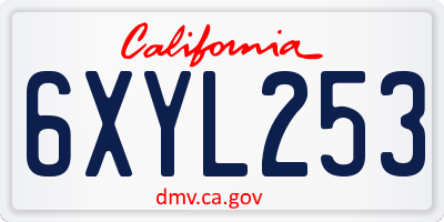 CA license plate 6XYL253