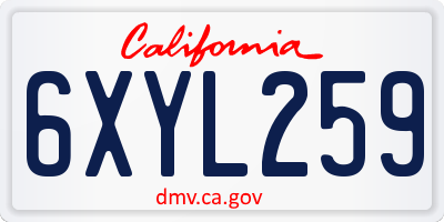 CA license plate 6XYL259