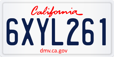 CA license plate 6XYL261