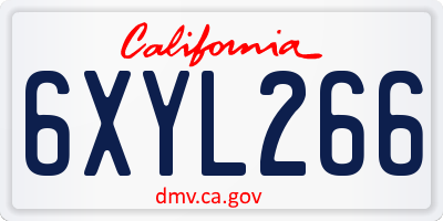 CA license plate 6XYL266