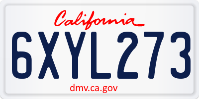 CA license plate 6XYL273