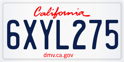 CA license plate 6XYL275