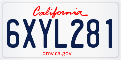 CA license plate 6XYL281
