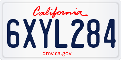 CA license plate 6XYL284